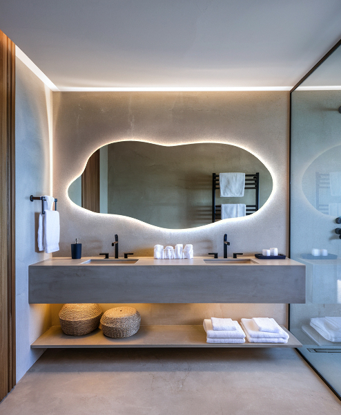 Unusual shaped led light mirror 35x80 cm