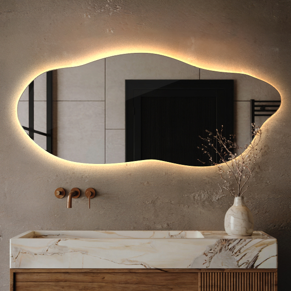 Unusual shaped led light mirror 35x80 cm