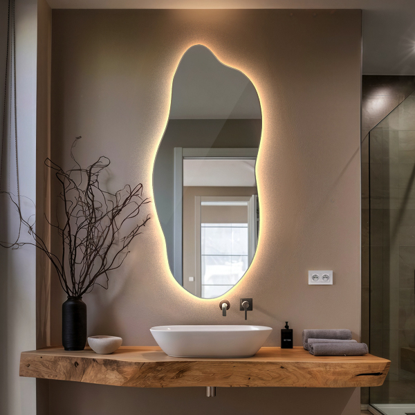 Unusual shaped led light mirror 35x80 cm