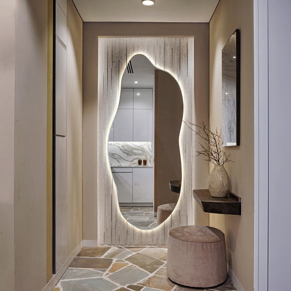 Unusual shaped led light mirror 40x90 cm