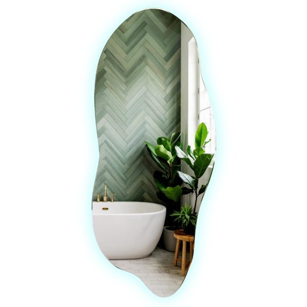 Unusual shaped led light mirror 40x90 cm