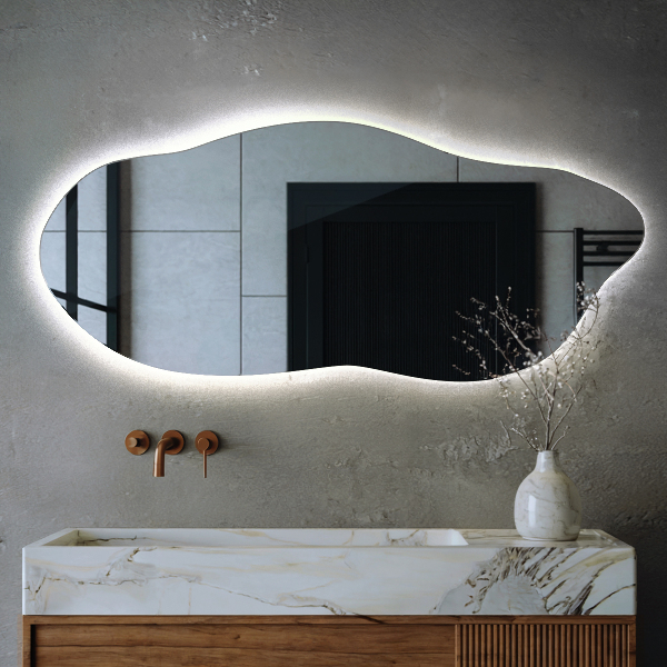 Unusual shaped led light mirror 40x90 cm