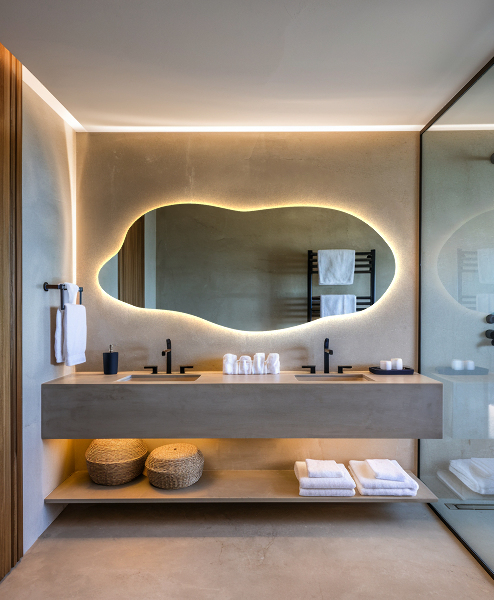 Unusual shaped led light mirror 40x90 cm