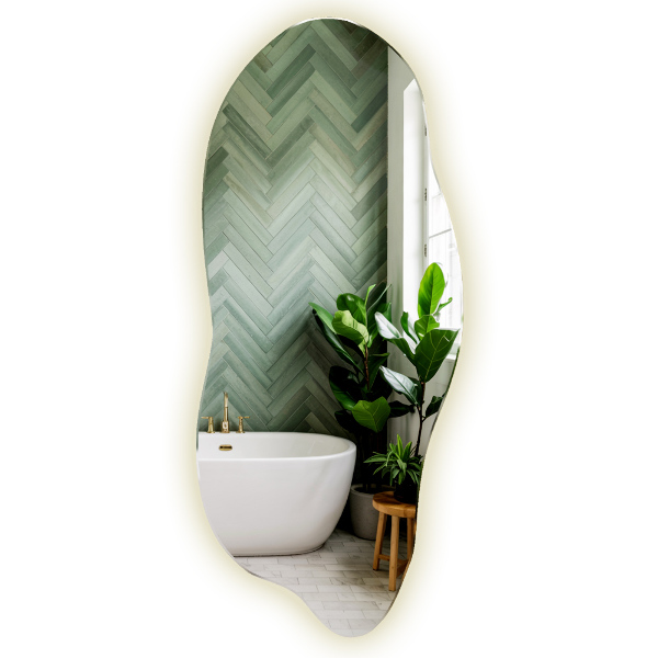 Unusual shaped led light mirror 40x90 cm