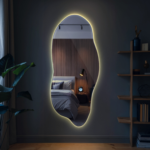 Unusual shaped led light mirror 45x100 cm