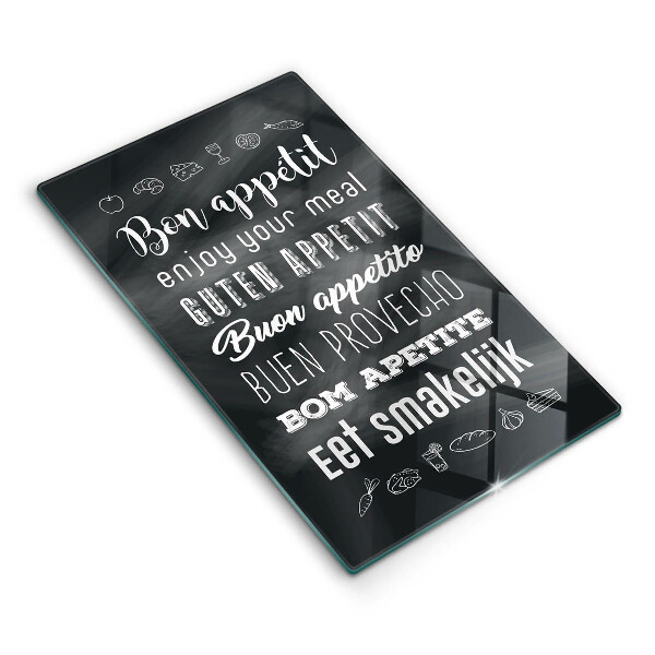 Chopping board glass Kitchen inscription, sentence