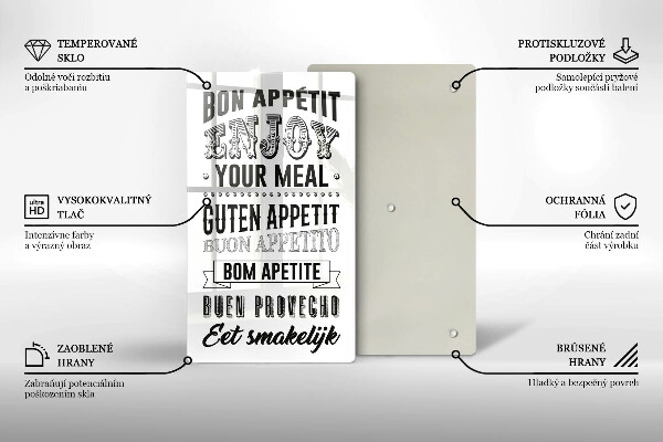 Chopping board glass Inscription to the kitchen, sentence