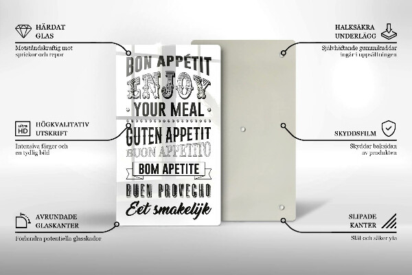 Chopping board glass Inscription to the kitchen, sentence