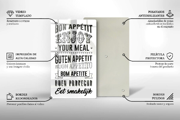 Chopping board glass Inscription to the kitchen, sentence
