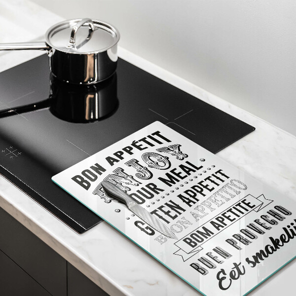 Chopping board glass Inscription to the kitchen, sentence