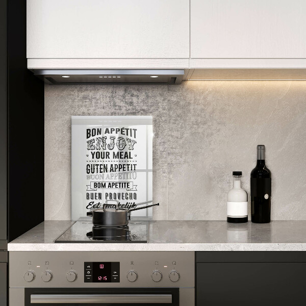 Chopping board glass Inscription to the kitchen, sentence