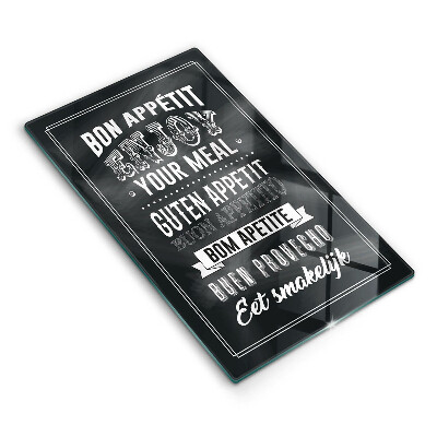 Chopping board glass Inscription to the kitchen, sentence