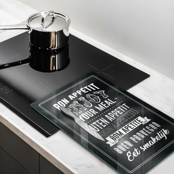 Chopping board glass Inscription to the kitchen, sentence