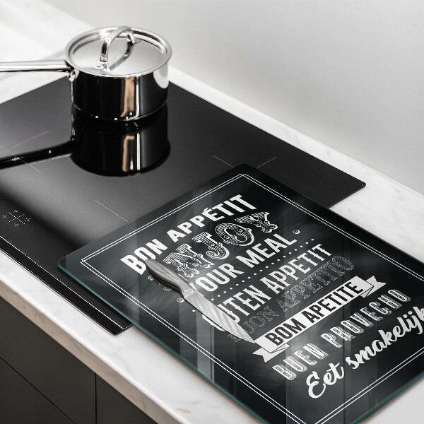 Chopping board glass Inscription to the kitchen, sentence
