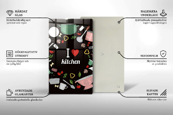 Chopping board glass Illustration I Love Kitchen