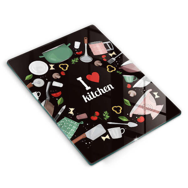 Chopping board glass Illustration I Love Kitchen