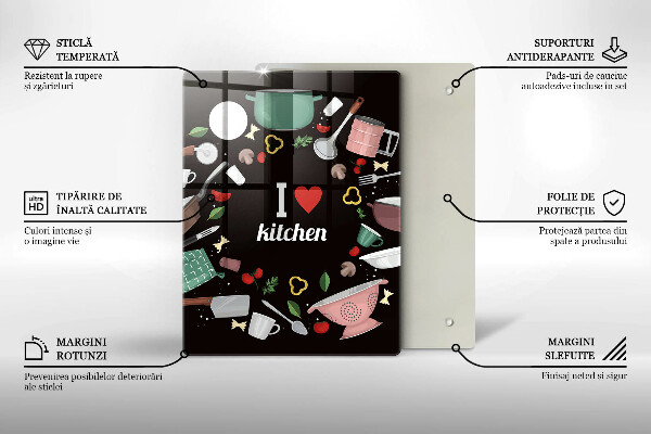 Chopping board glass Illustration I Love Kitchen