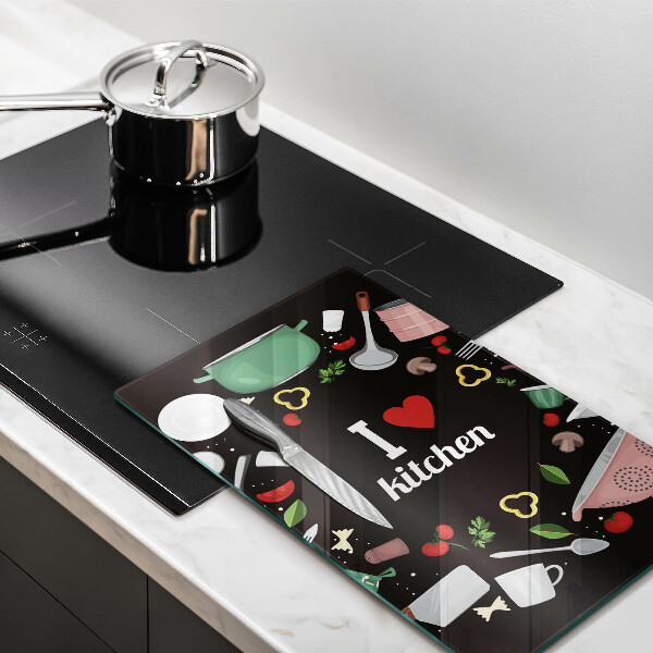 Chopping board glass Illustration I Love Kitchen