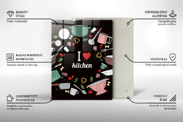 Chopping board glass Illustration I Love Kitchen