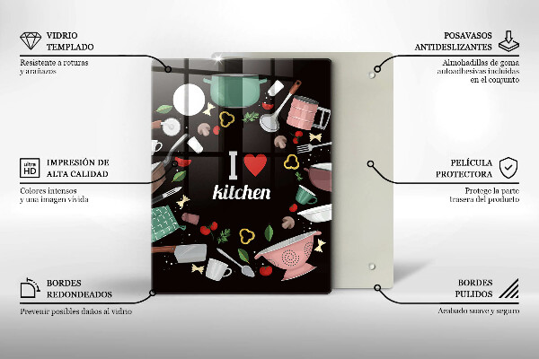 Chopping board glass Illustration I Love Kitchen