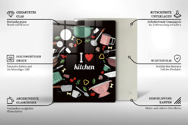 Chopping board glass Illustration I Love Kitchen