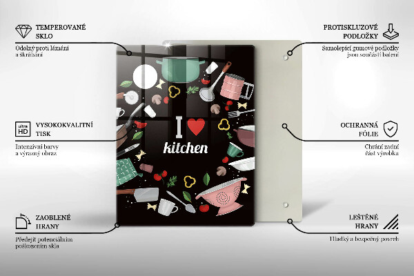 Chopping board glass Illustration I Love Kitchen
