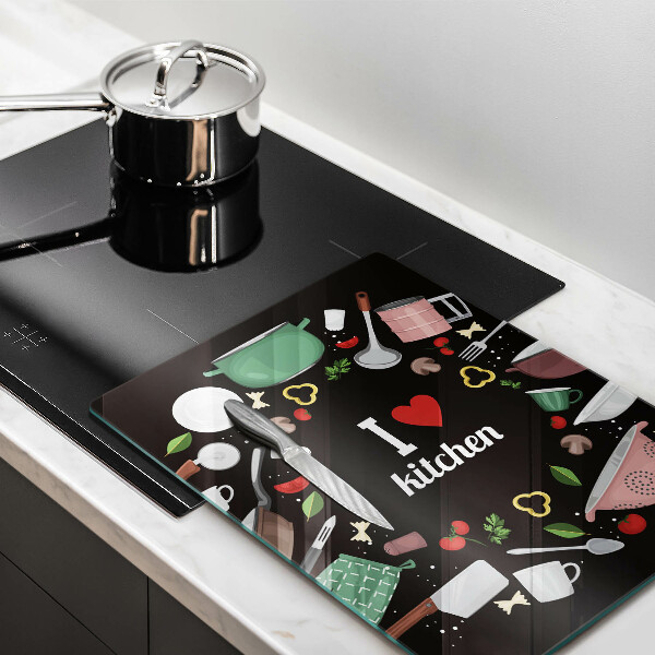 Chopping board glass Illustration I Love Kitchen