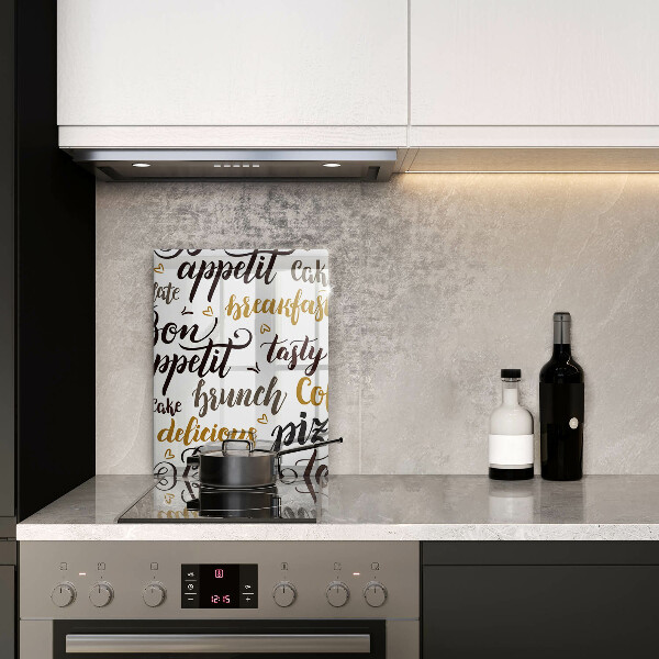 Chopping board glass Text Bon Appetit