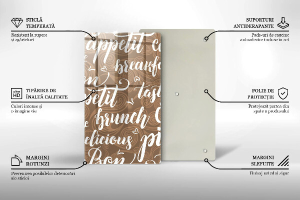 Chopping board glass Text Bon Appetit