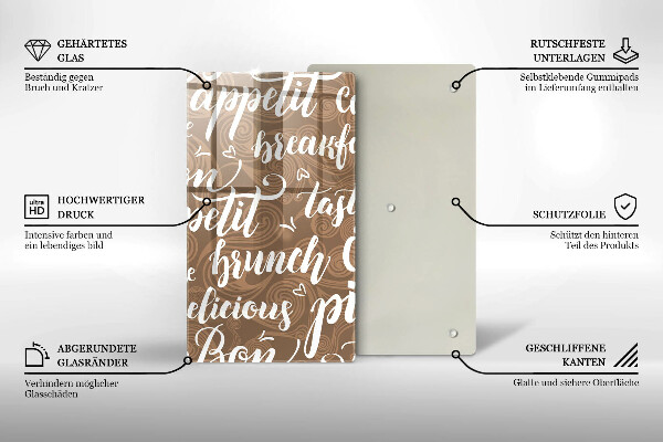Chopping board glass Text Bon Appetit