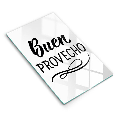 Chopping board glass The inscription Buen Provecho