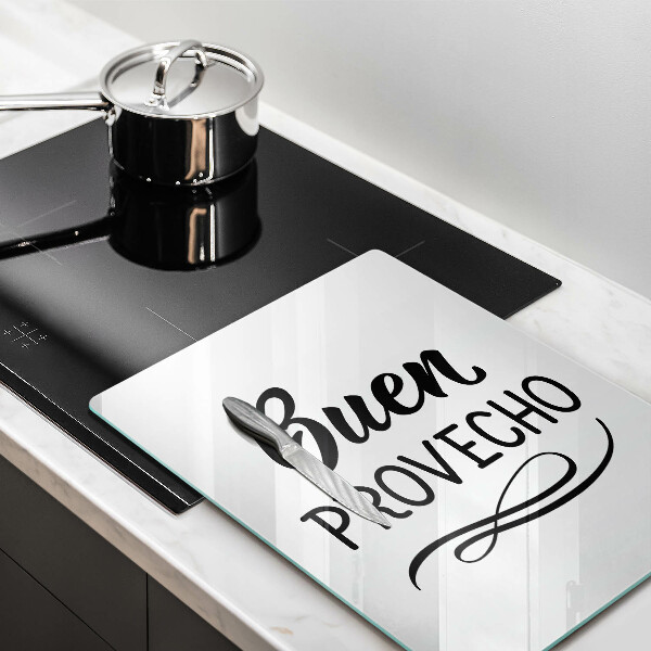 Chopping board glass The inscription Buen Provecho