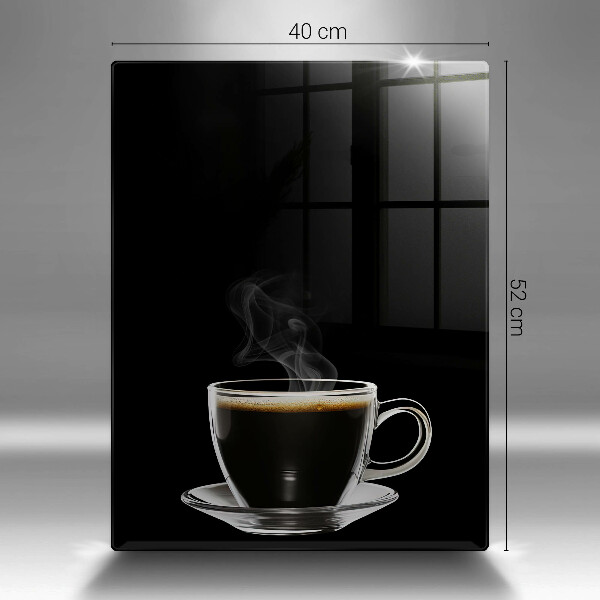 Chopping board glass A glass of hot coffee