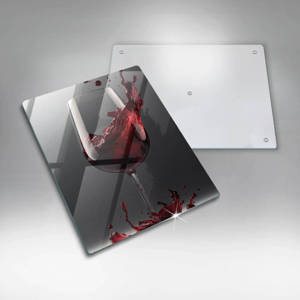 Chopping board glass Red wine in a glass