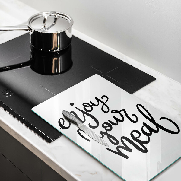 Chopping board glass The inscription Enjoy Yout Meal