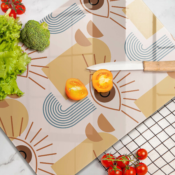 Chopping board glass Boho pattern eyes