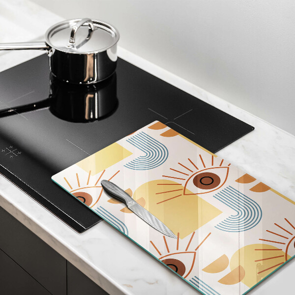 Chopping board glass Boho pattern eyes