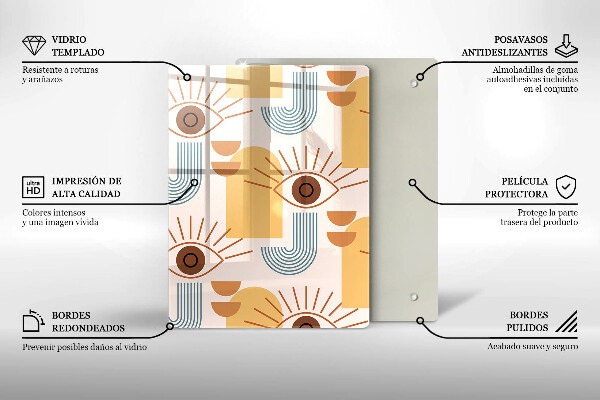 Chopping board glass Boho pattern eyes