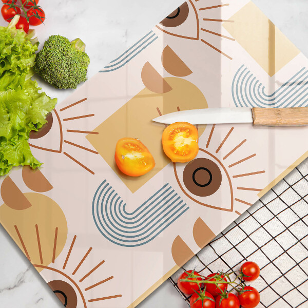 Chopping board glass Boho pattern eyes