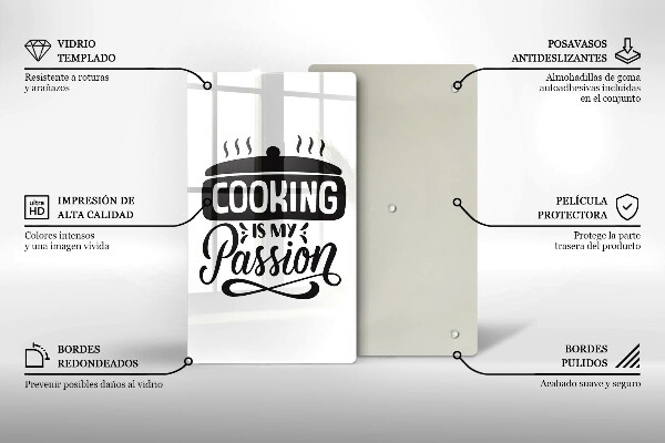 Chopping board glass Cooking is my passion