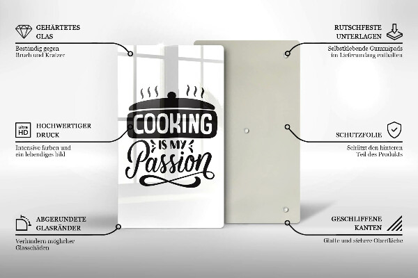 Chopping board glass Cooking is my passion