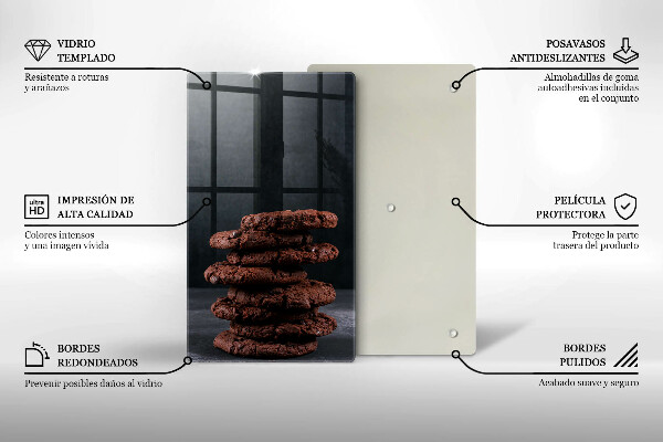 Chopping board glass Chocolate cookies