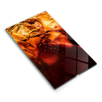 Chopping board glass Cola drink with ice