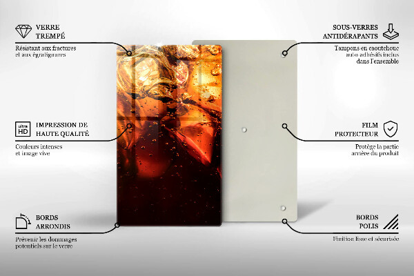 Chopping board glass Cola drink with ice