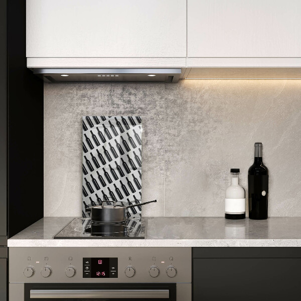 Chopping board glass Black bottles of wine
