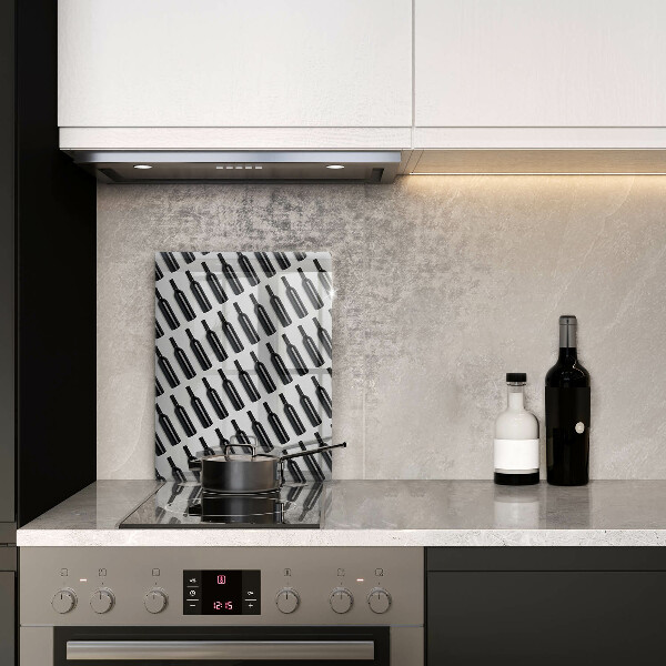 Chopping board glass Black bottles of wine