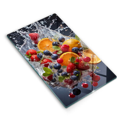 Chopping board glass Fruit in water