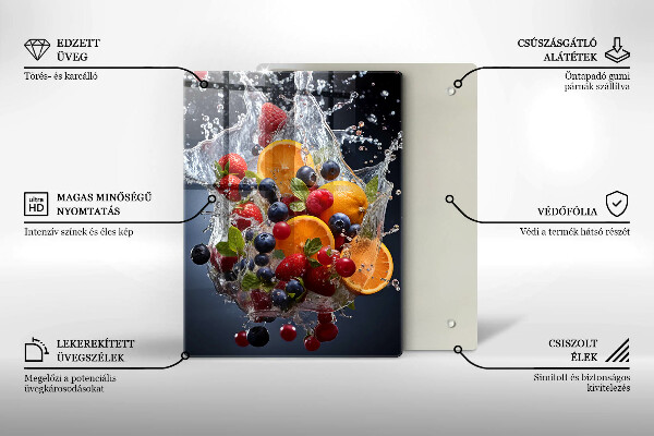 Chopping board glass Fruit in water