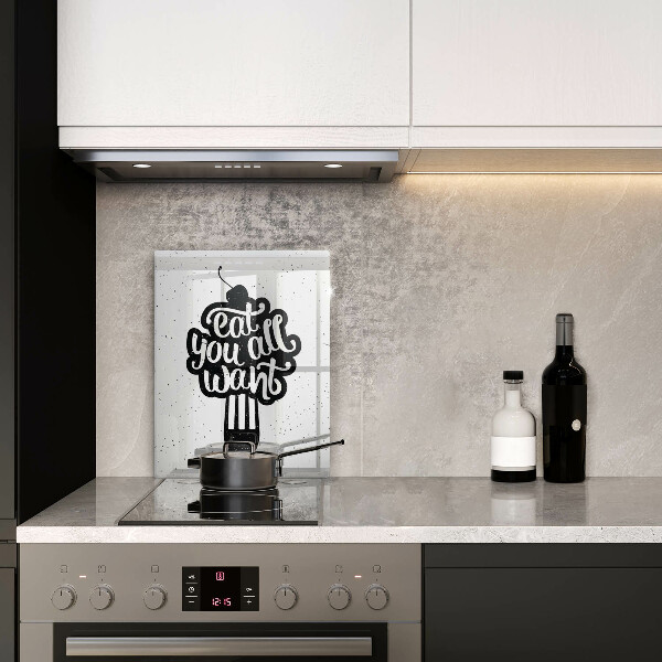 Chopping board glass The inscription Eat You All Want