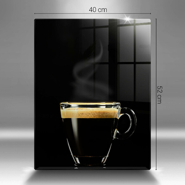 Chopping board glass A glass of black coffee